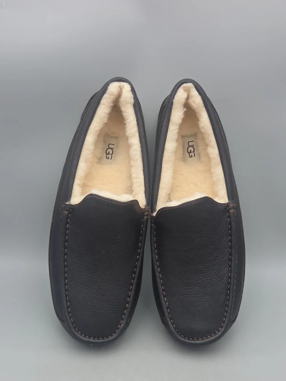 UGG Men's Ascot Brown Leather House Slippers Men 12